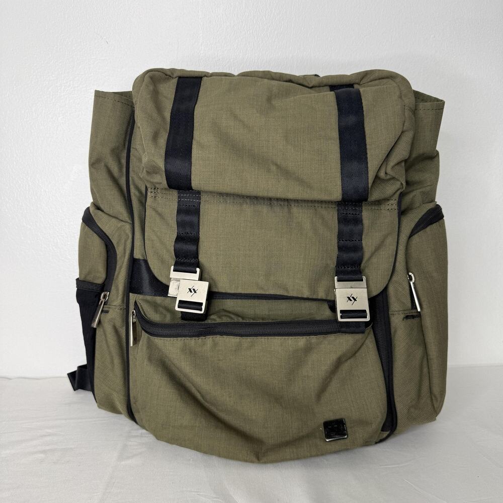 Ju-Ju-Be Green Large Backpack Bag Solid Polyester Pockets Travel Diaper